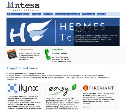Homepage sito Intesa